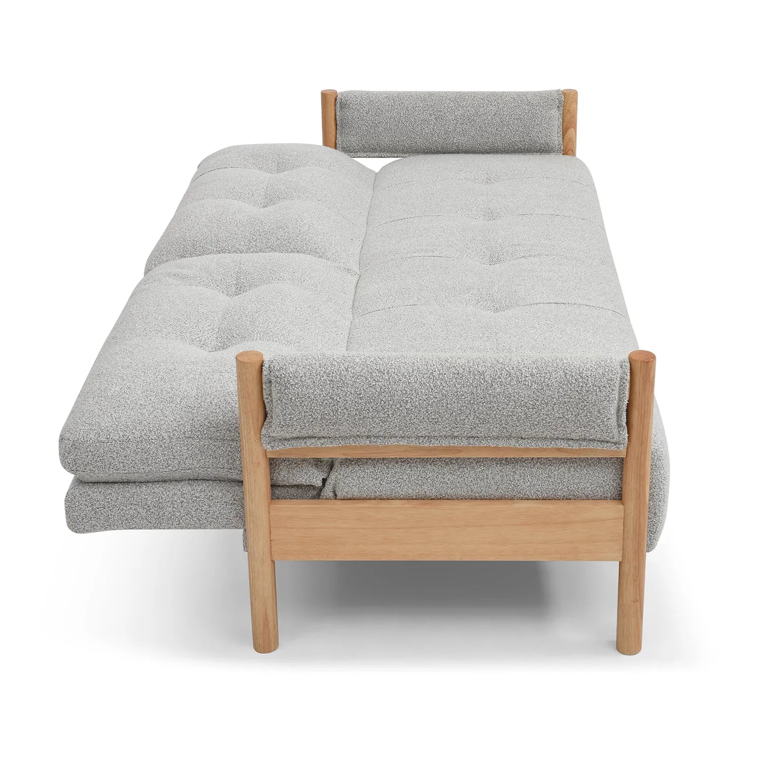 Kim Grey Fabric Sofa Bed with Wooden Arms