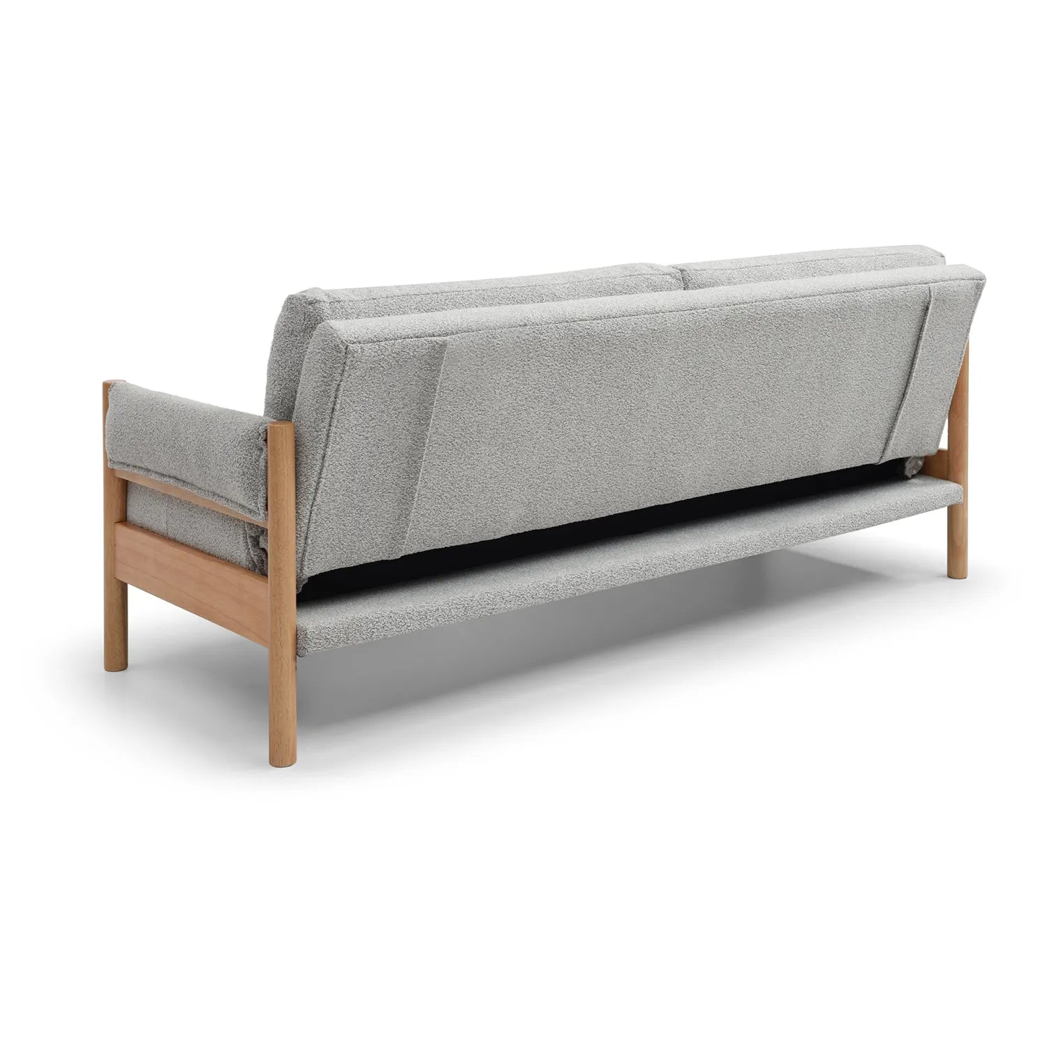 Kim Grey Fabric Sofa Bed with Wooden Arms