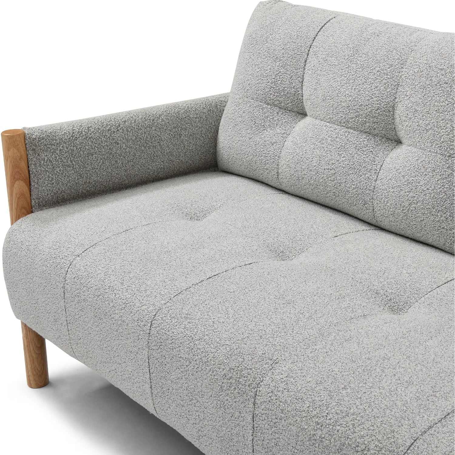 Kim Grey Fabric Sofa Bed with Wooden Arms