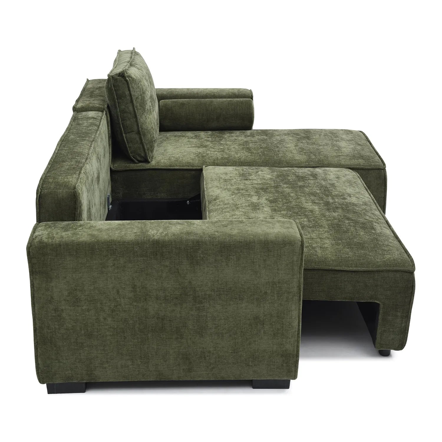 Halifax Olive Chenille Fabric Corner Pull Out Sofa Bed