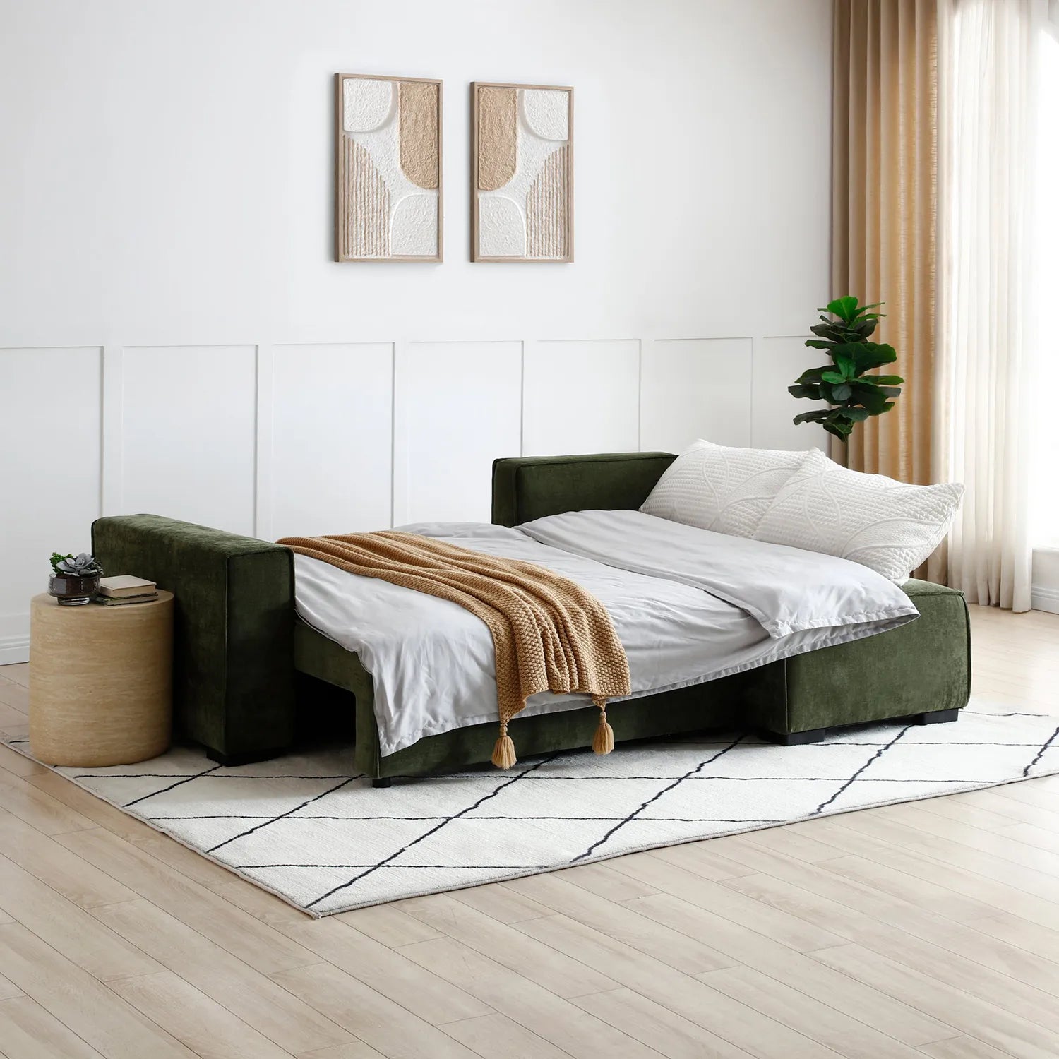 Green Corner sofa Bed