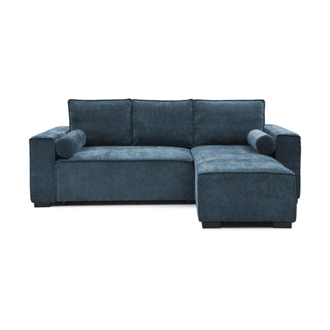 Halifax Navy Chenille Fabric Double Corner Sofa Bed