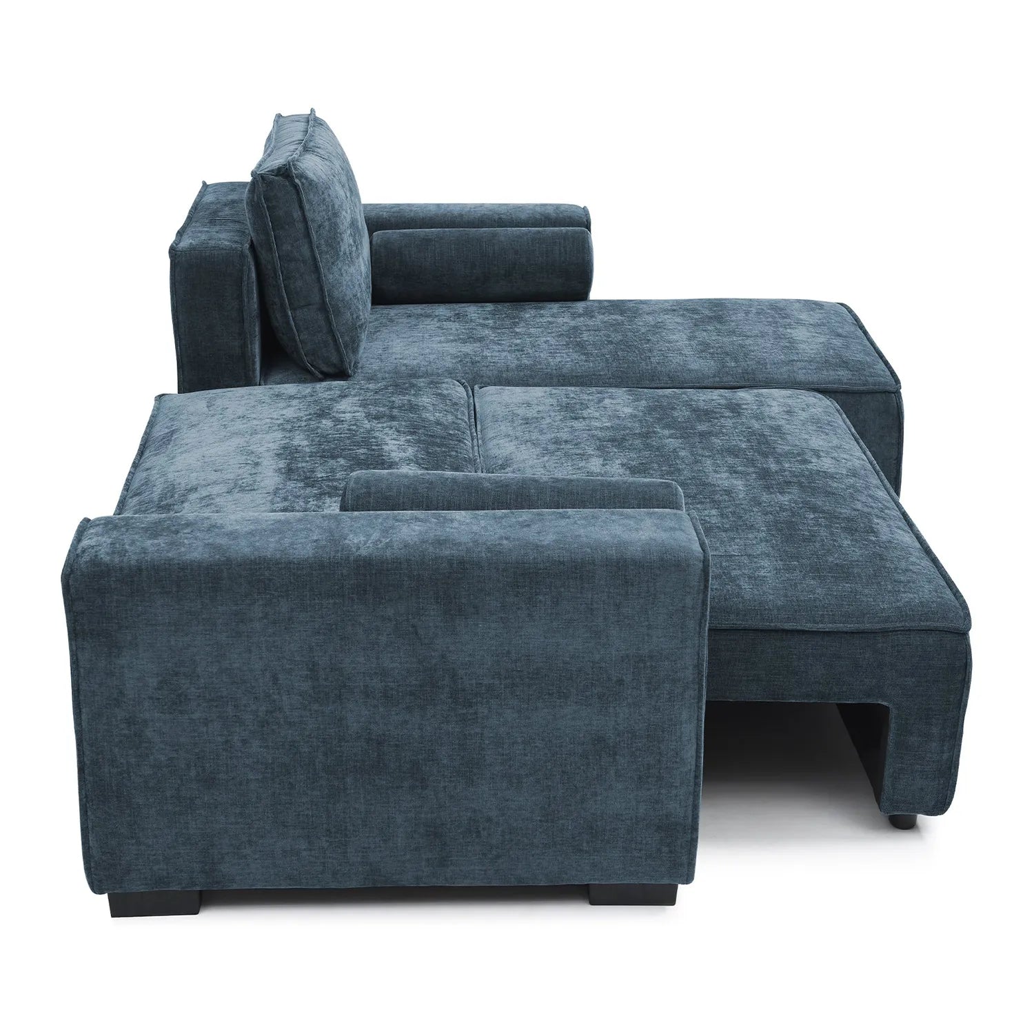 Halifax Navy Chenille Fabric Corner Sofa Bed - Pull out