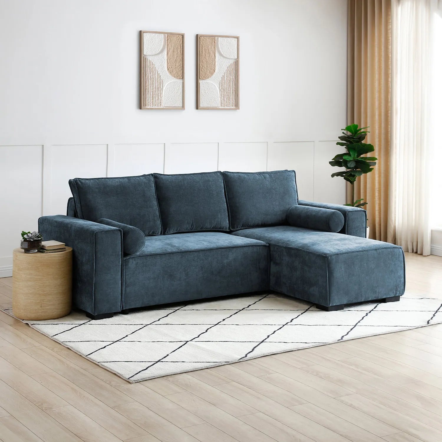 Halifax Navy Chenille Fabric Sofa Bed