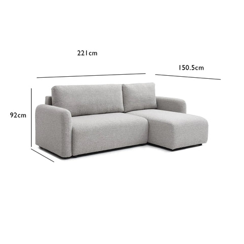 Bloom Natural Boucle Fabric Corner Sofa Bed - Sofabed Dimensions