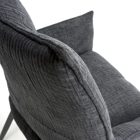 Kara Grey Textured Fabric Swivel set of 4 Dining Chairs - Backrest