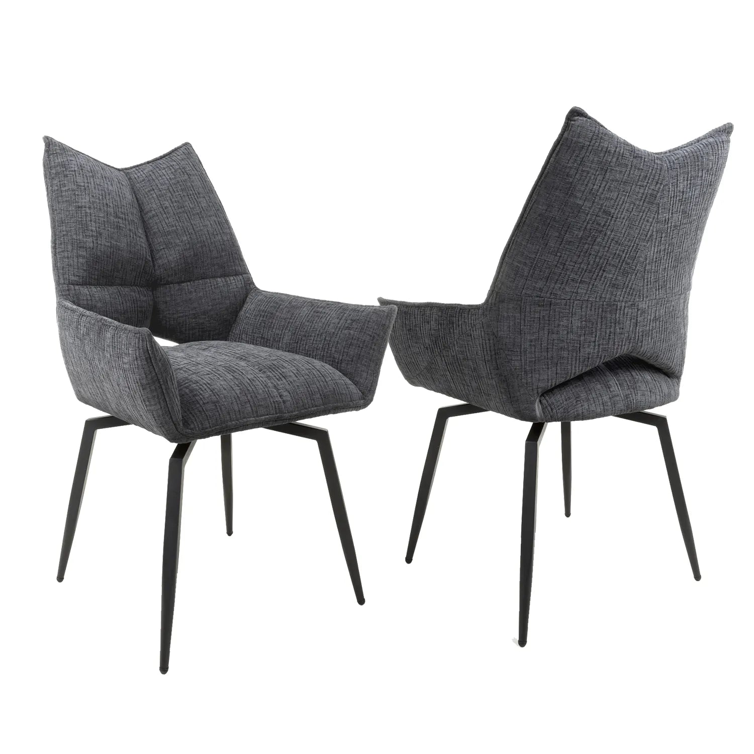 Kara Grey Fabric Swivel Dining Chairs