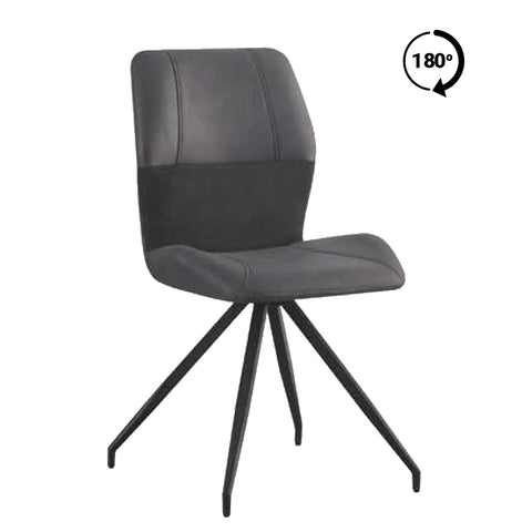 Kastonia Charcoal Fabric and Suede Swivel Dining Chairs