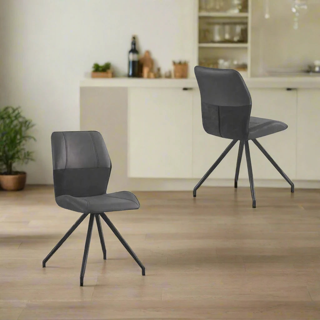 Kastonia Fabric & Suede Swivel Dining Chairs, Set of 4