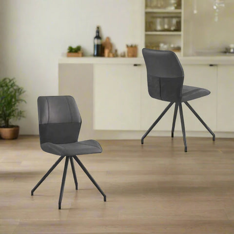 Kastonia Charcoal Fabric and Suede Dining Chairs