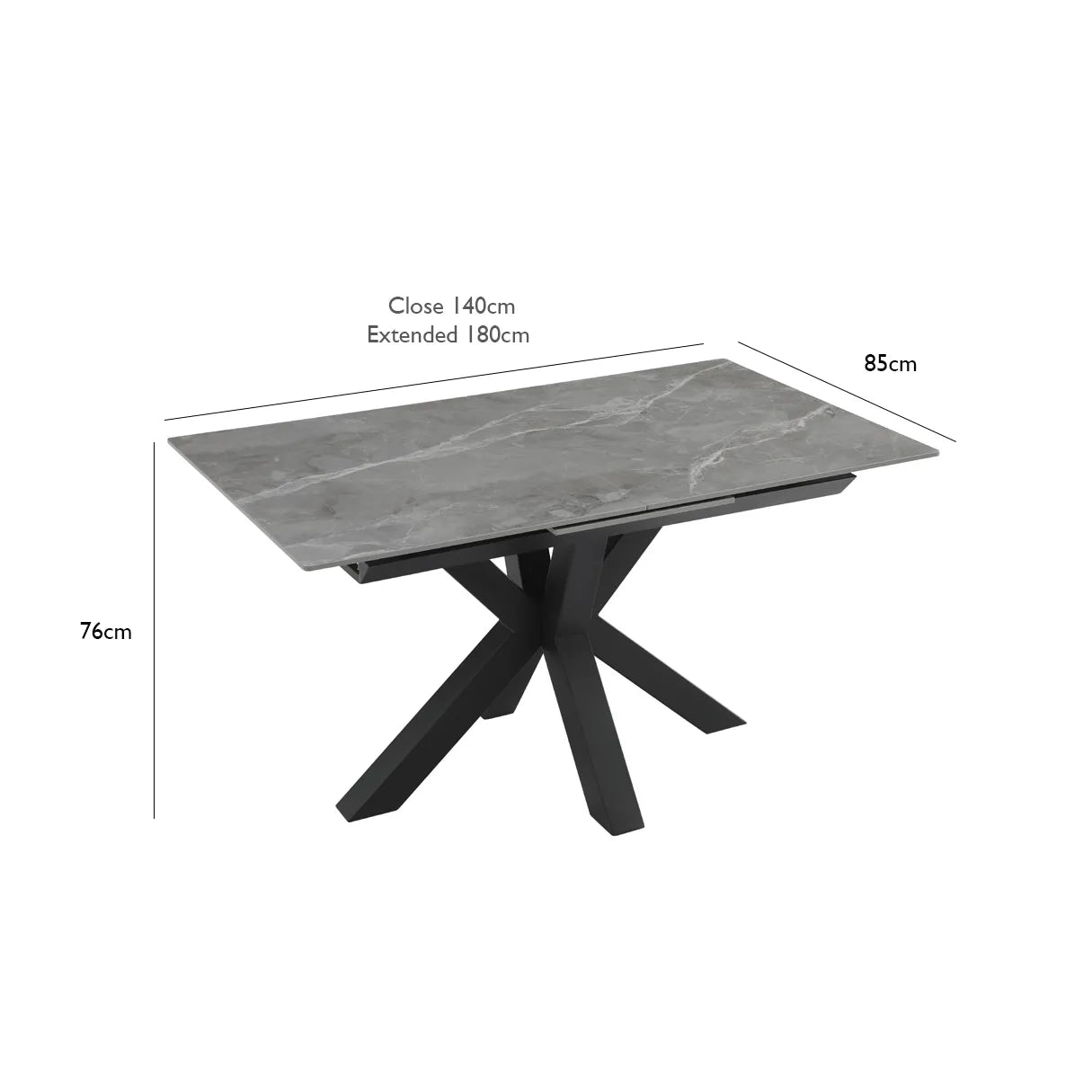 Kastonia 1.4M Matte Vik Dark Grey Extending Dining Table