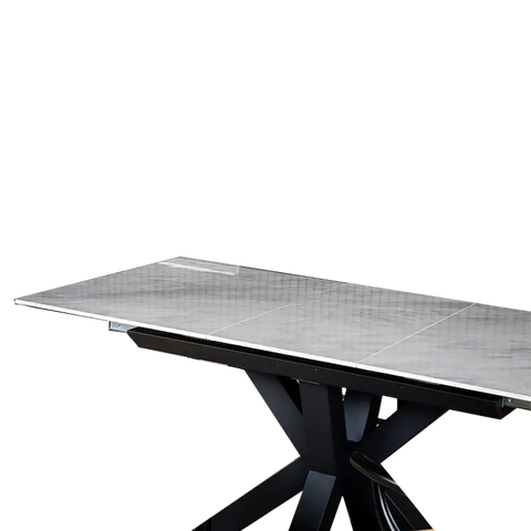 Kastonia 1.4M Muse White Gloss Extending Dining Table - Extended Top