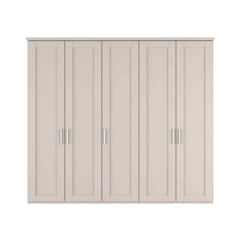 Wiemann Kempton 5 Door Wardrobe with Cornice in Champagne colour, Width 250cm Height 220cm 