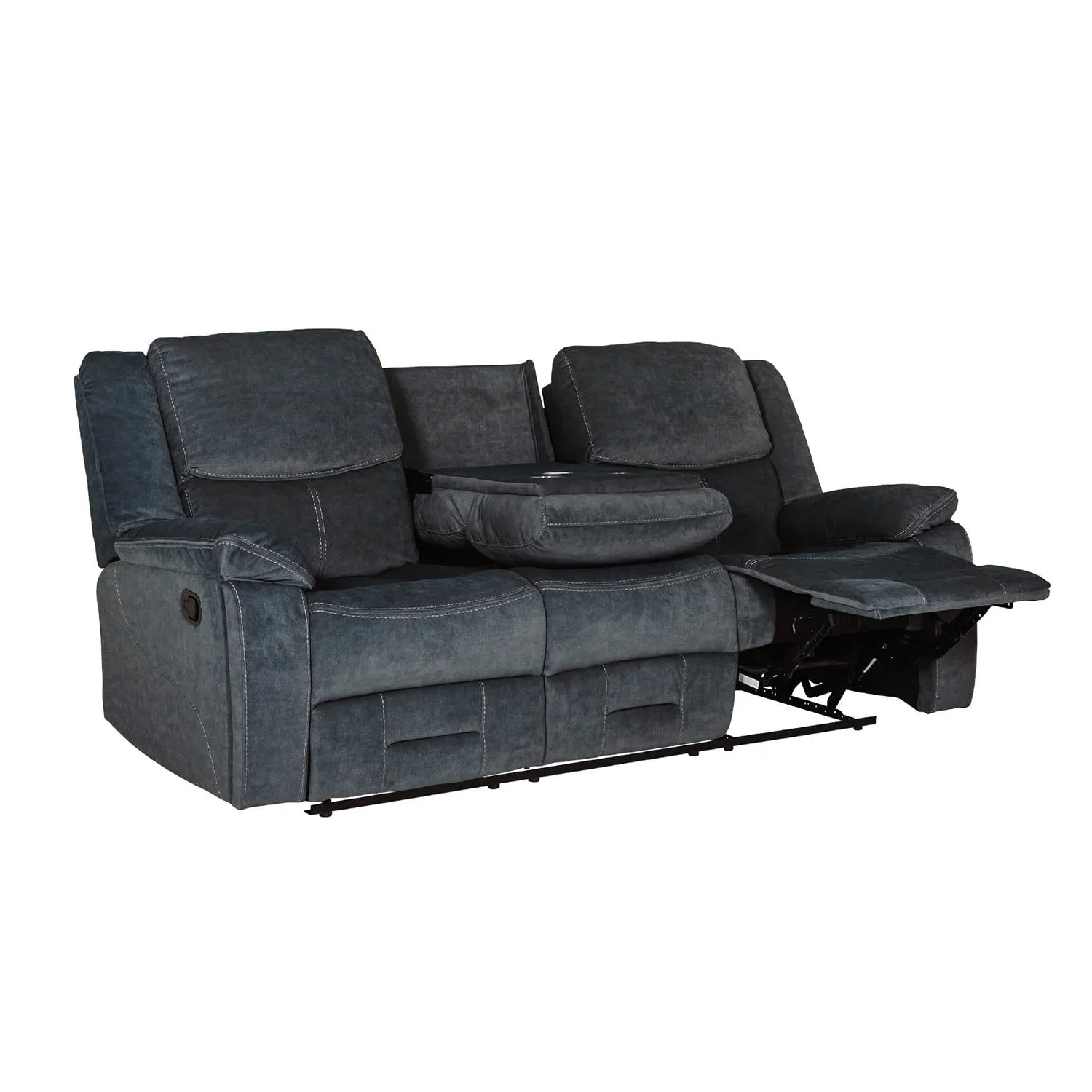 Kent 3 Seater Manual Recliner Sofa in Charcoal