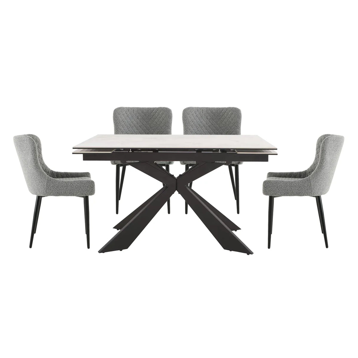 Cos Extending Dining Table with 4 Grey Boucle Dining Chairs