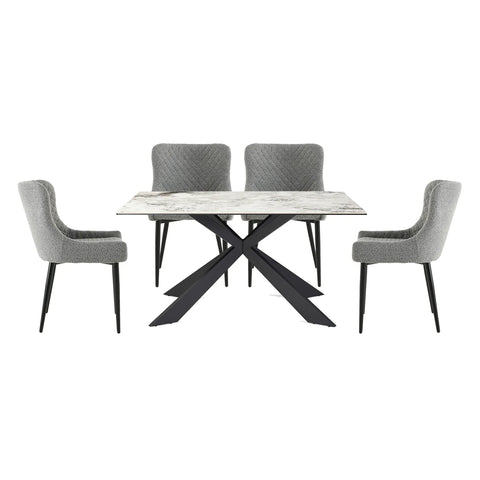 Cos Dining Table with 4 Grey Boucle Dining Chairs Dining Set