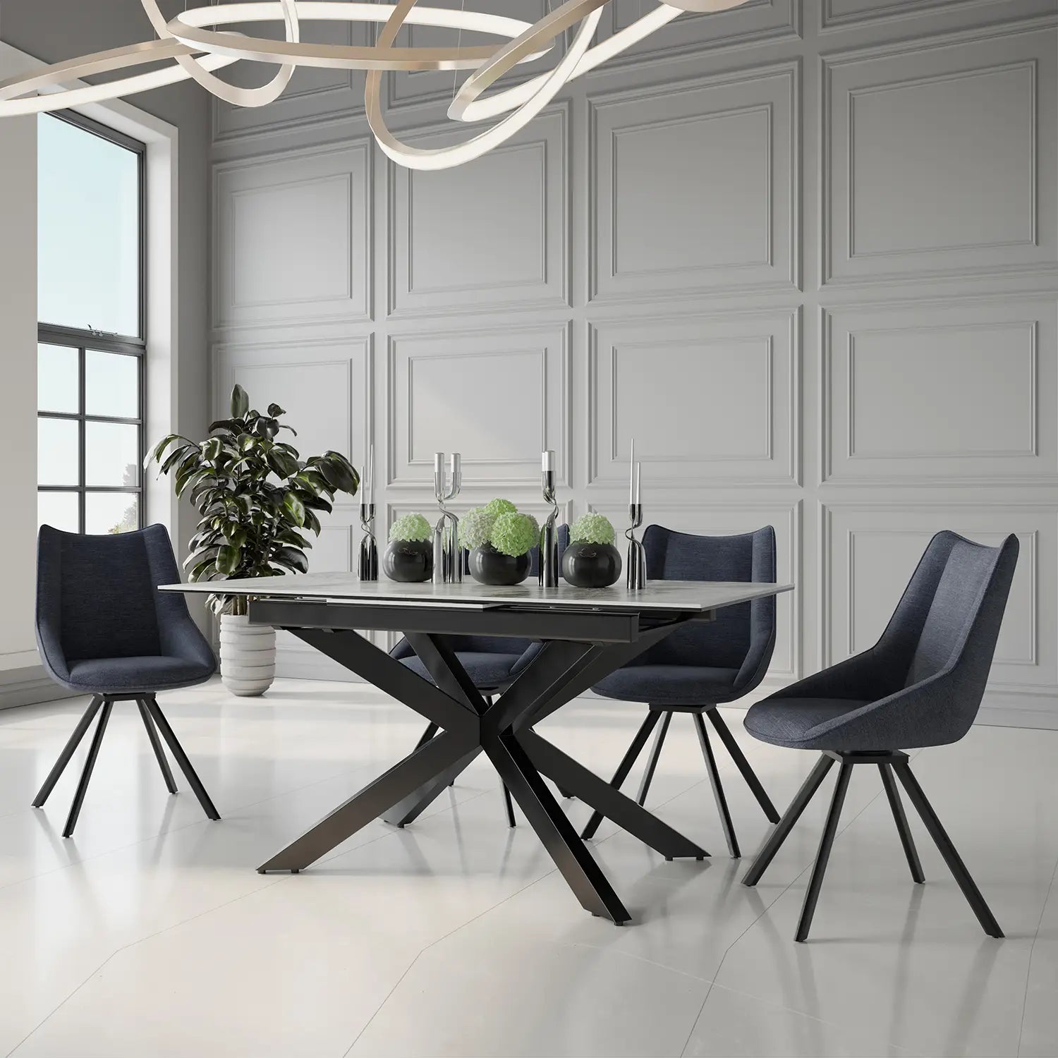 Creed Extendable Ceramic Dining Table With Chairs