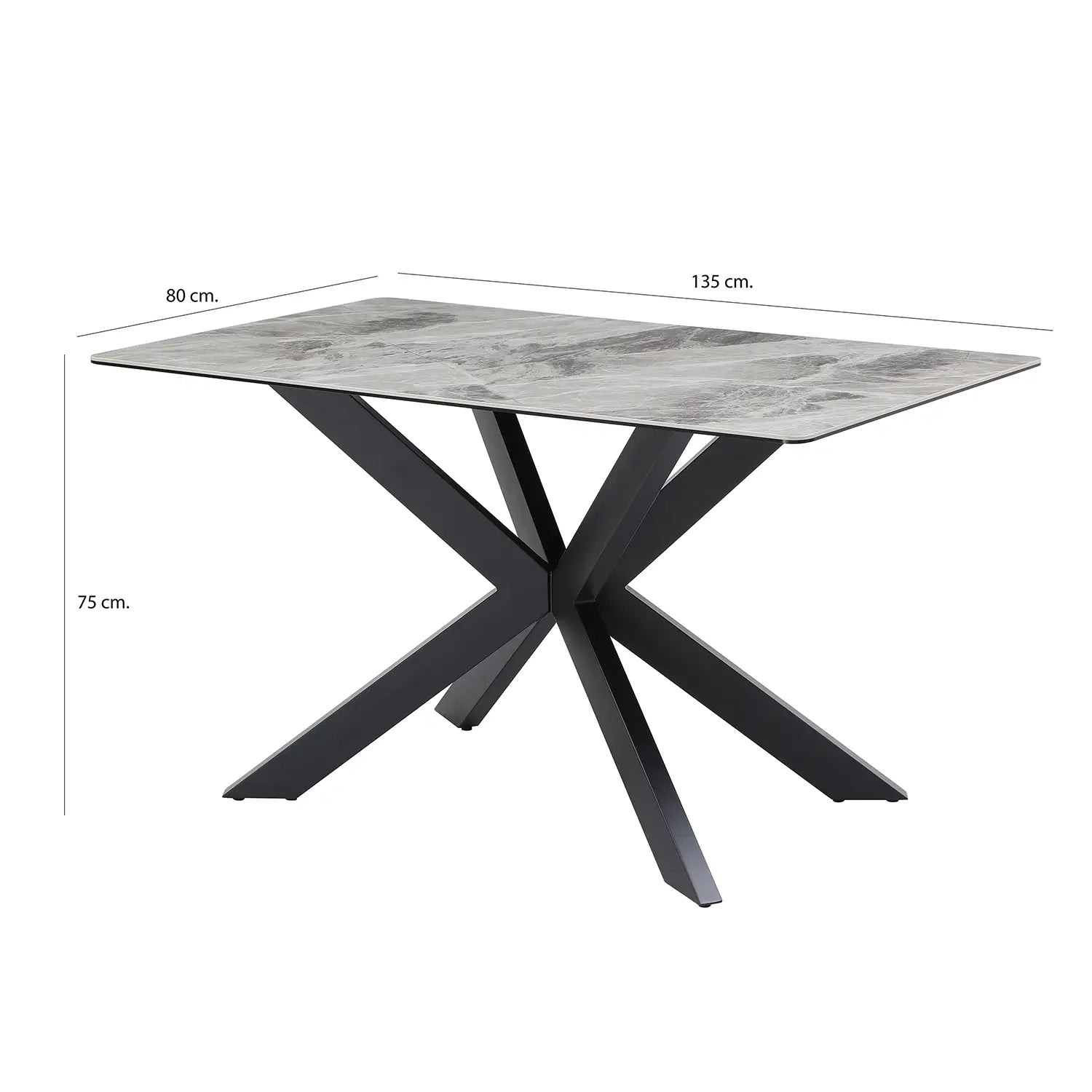 Creed 135cm Light Grey Ceramic Dining Table