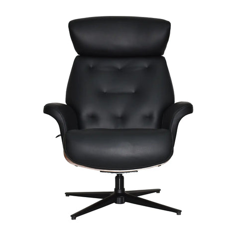 Kristof Leather Look Swivel Recliner Chair and Footstool - Front View