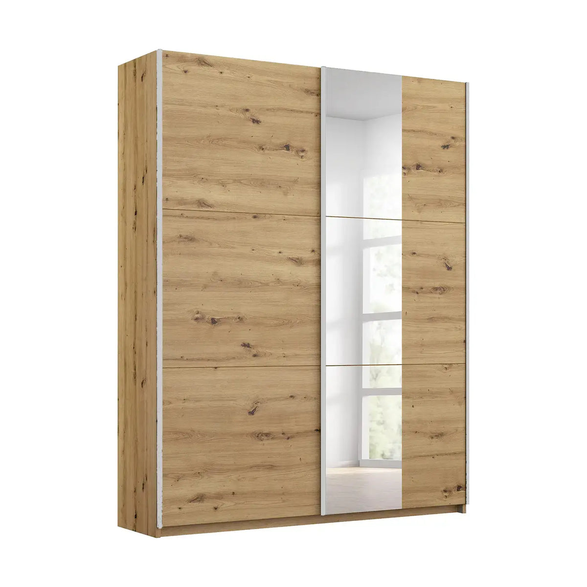 Rauch Kronach Artisan Oak 131cm Sliding Door Wardrobe, Dimensions: Width 131cm Height 197cm Depth 59 cm, Free Delivery and Assembly By Pendle Village Furniture - 001