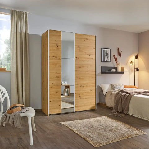 Rauch Kronach Artisan Oak 131cm Sliding Door Wardrobe, Dimensions: Width 131cm Height 197cm Depth 59 cm, Free Delivery and Assembly By Pendle Village Furniture - 002