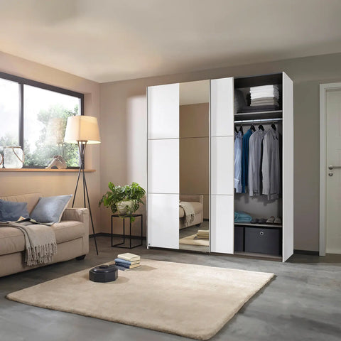 Rauch Kronach Small White Sliding Door Wardrobe, Dimensions: Width 131cm Height 197cm Depth 59 cm, Free Delivery and Assembly By Pendle Village Furniture - 005