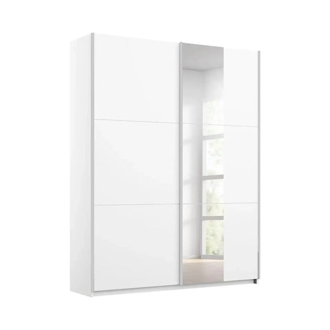 Rauch Kronach Small White Sliding Door Wardrobe, Dimensions: Width 131cm Height 197cm Depth 59 cm, Free Delivery and Assembly By Pendle Village Furniture - 001