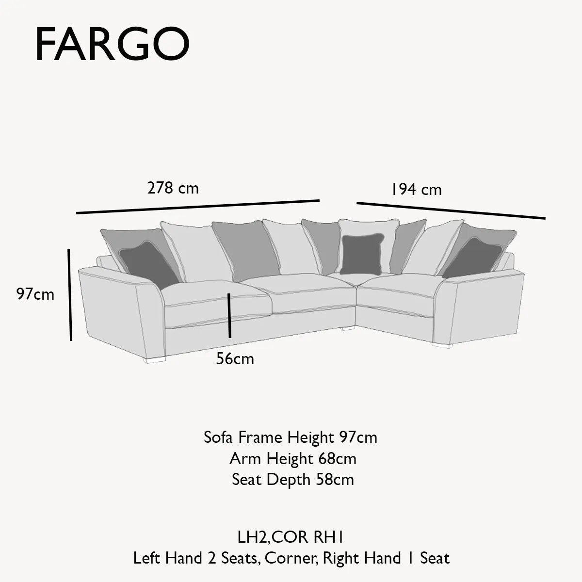 Fargo Grey and Blue Corner Chaise Sofa Group