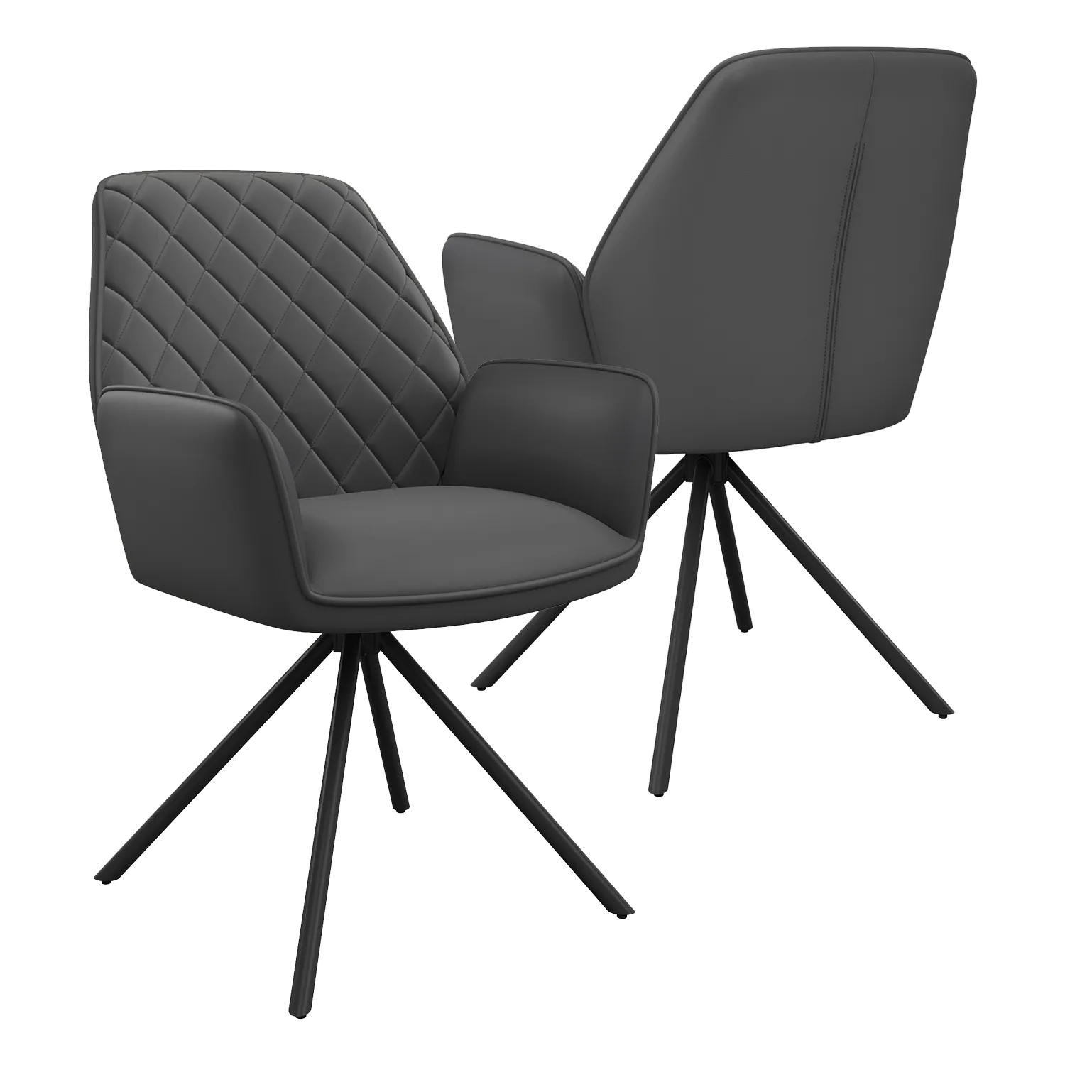 Lina Grey Leather Swivel Set of 4 Dining Chairs