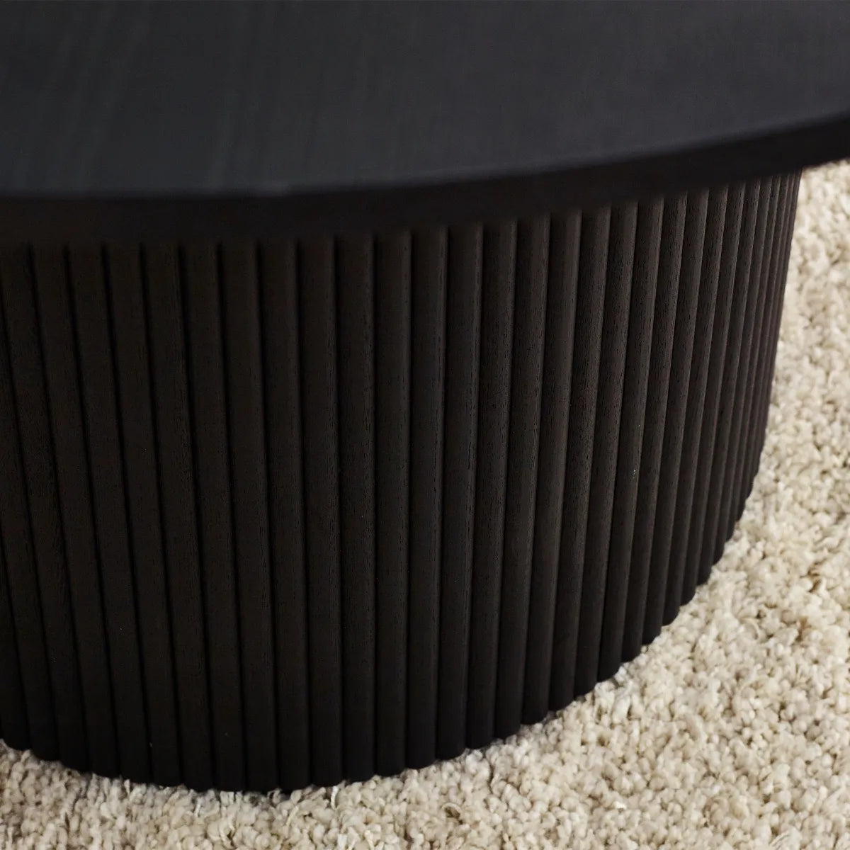 London Black Fluted Round Dining Table