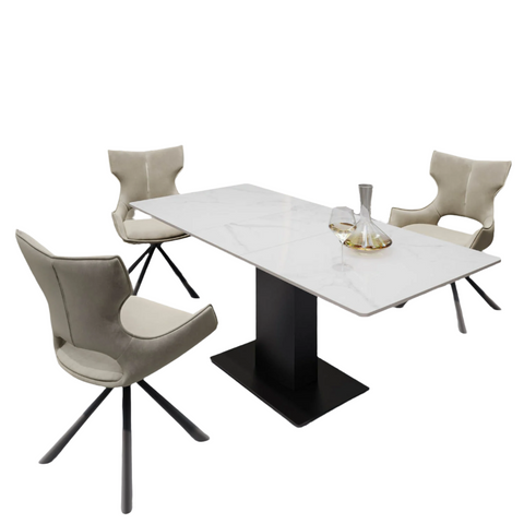 Pavoni 140-180cm Ceramic Auto-Rise Extending Dining Table with 4 Chairs