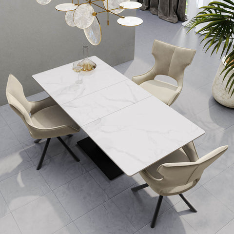 Pavoni 140-180cm Ceramic Auto-Rise Extending Dining Table with 4 Chairs - Lifestyle Image 