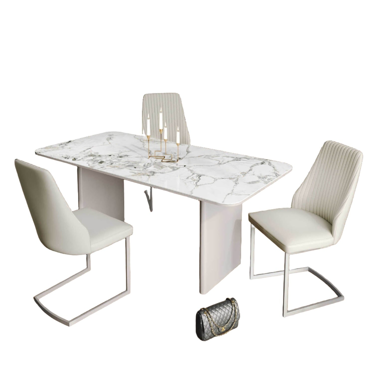 Milan White Sintered Stone Ceramic Dining Table and 6 Chairs Set