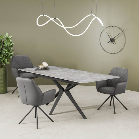 Lina 160-200cm Grey Gloss Ceramic Extending Dining Table, also available in White - Lifestyle Image 