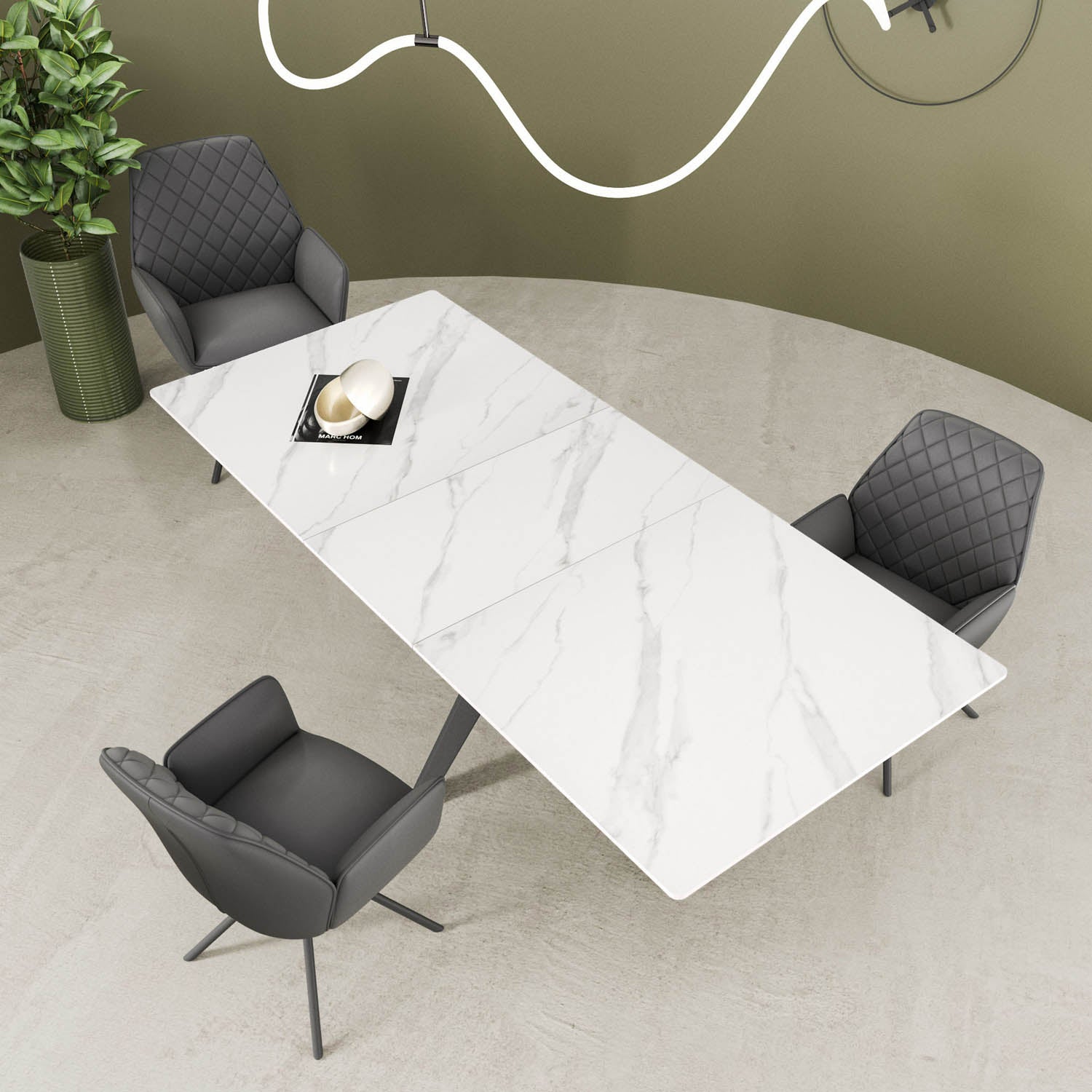 Lina 160-200cm White Gloss Ceramic Extending Dining Table