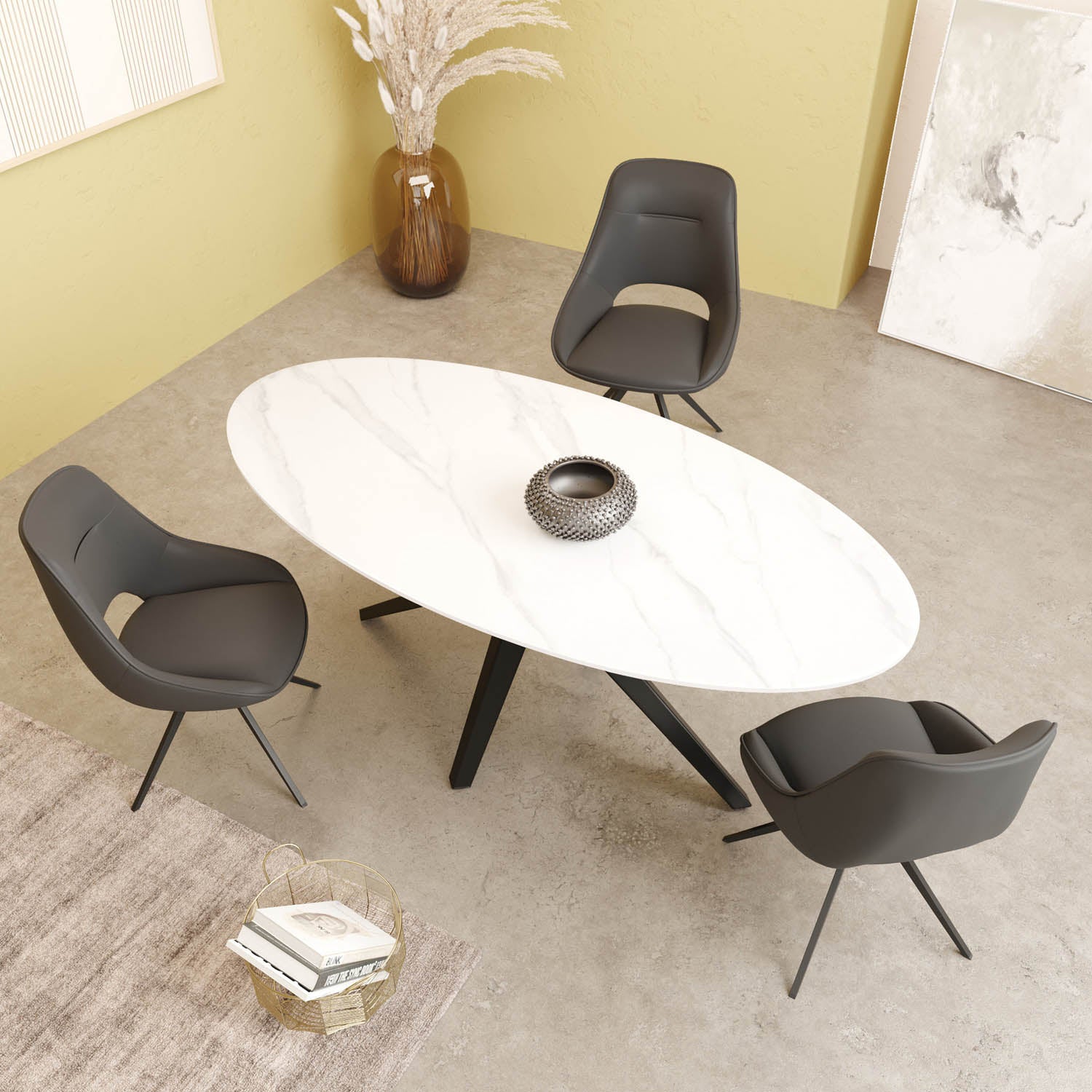 Lina 180cm White Gloss Ceramic Oval Dining Table