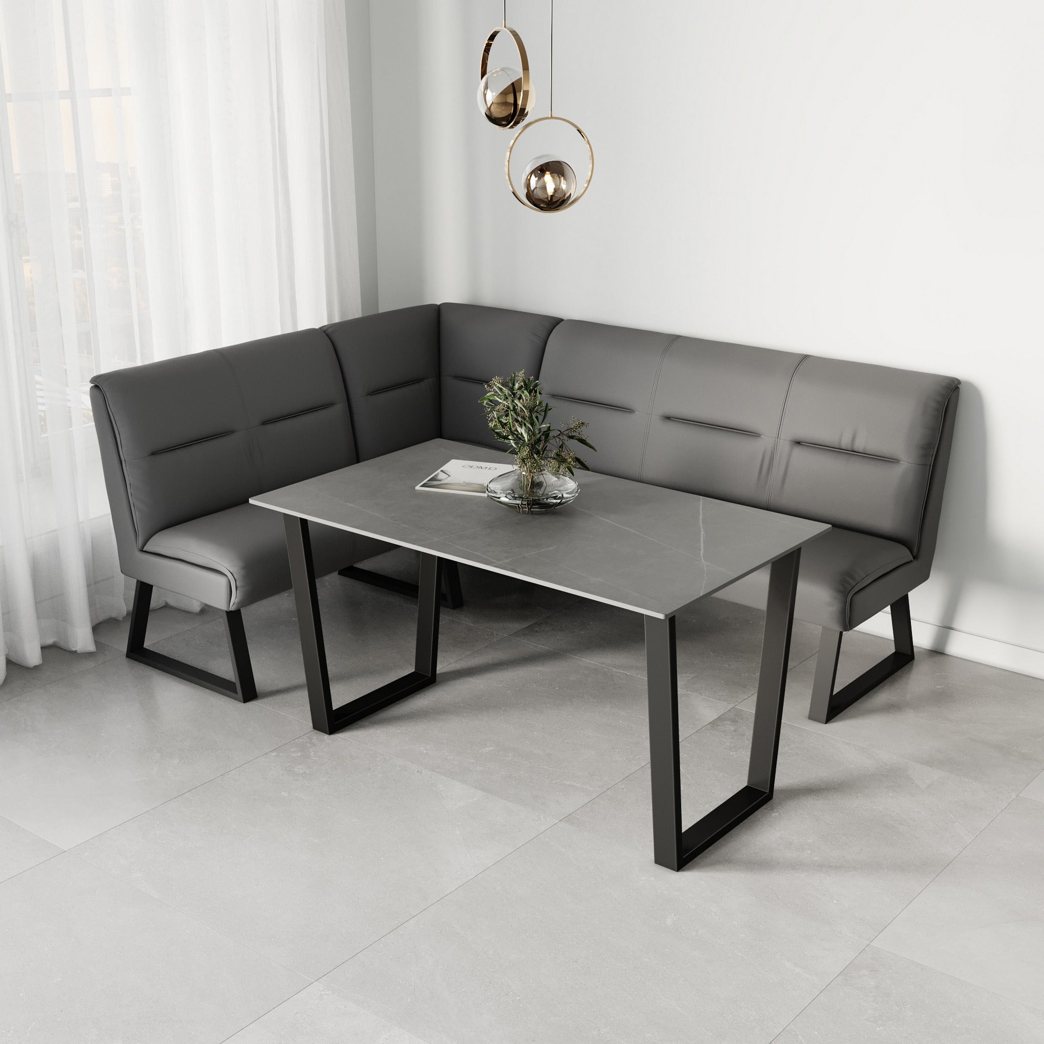 Cerutti 140cm Grey Ceramic Dining Table