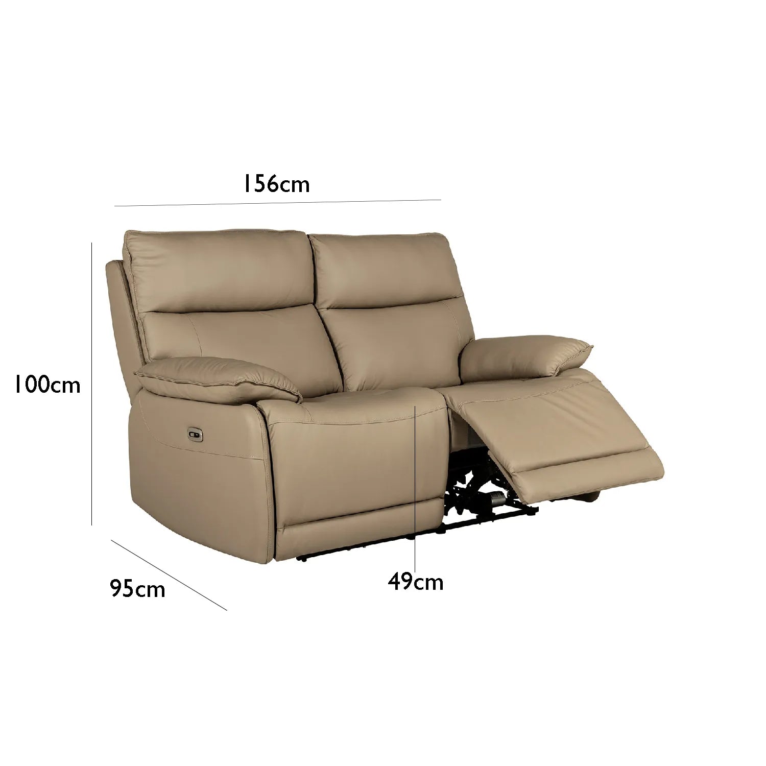 Dallas Latte Leather 2 Seater Electric Recliner Sofa