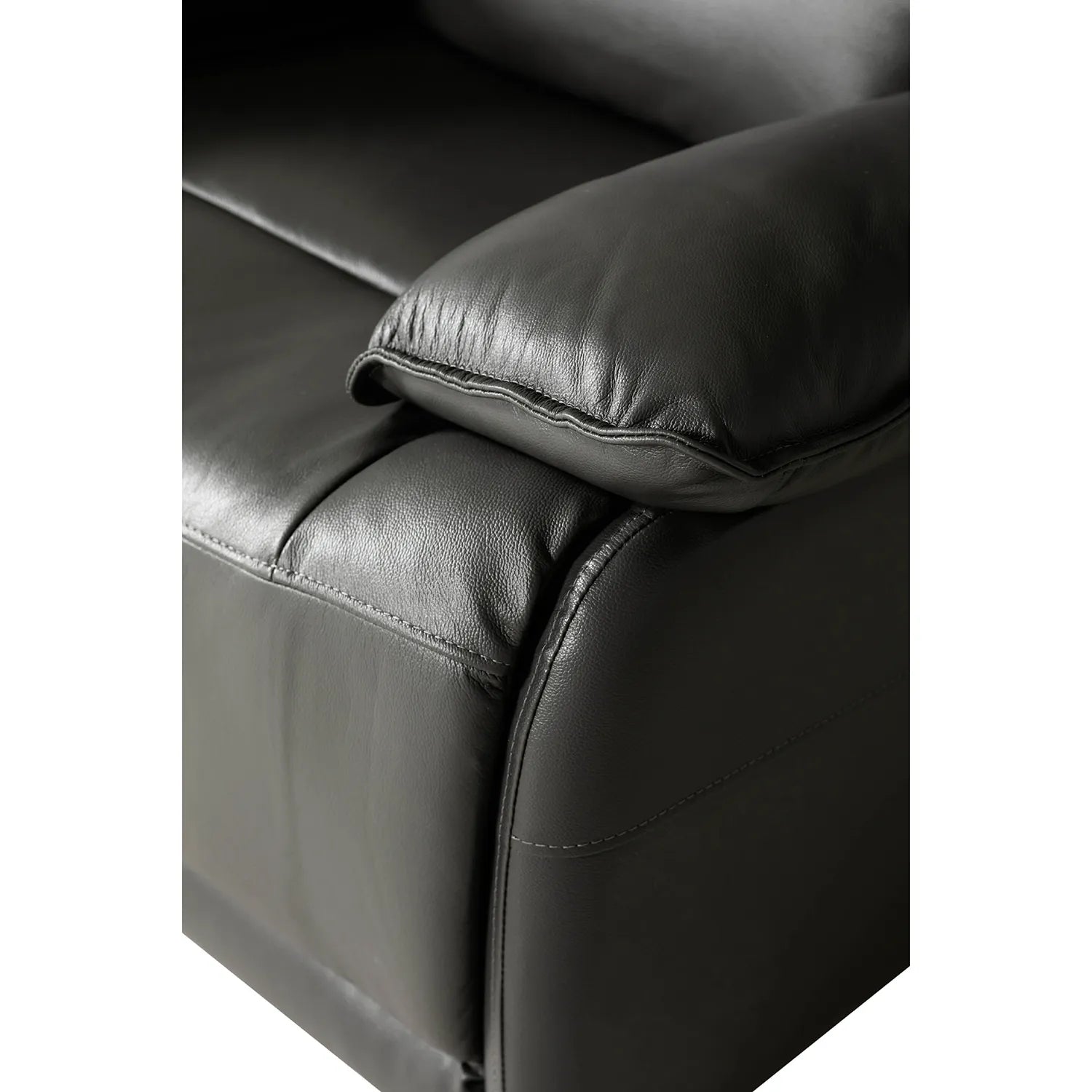 Dallas Dark Grey Leather 3 Seater Electric Recliner Sofa