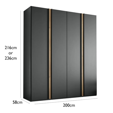 Wiemann Laguna 200cm Graphite 4 Door Wardrobe