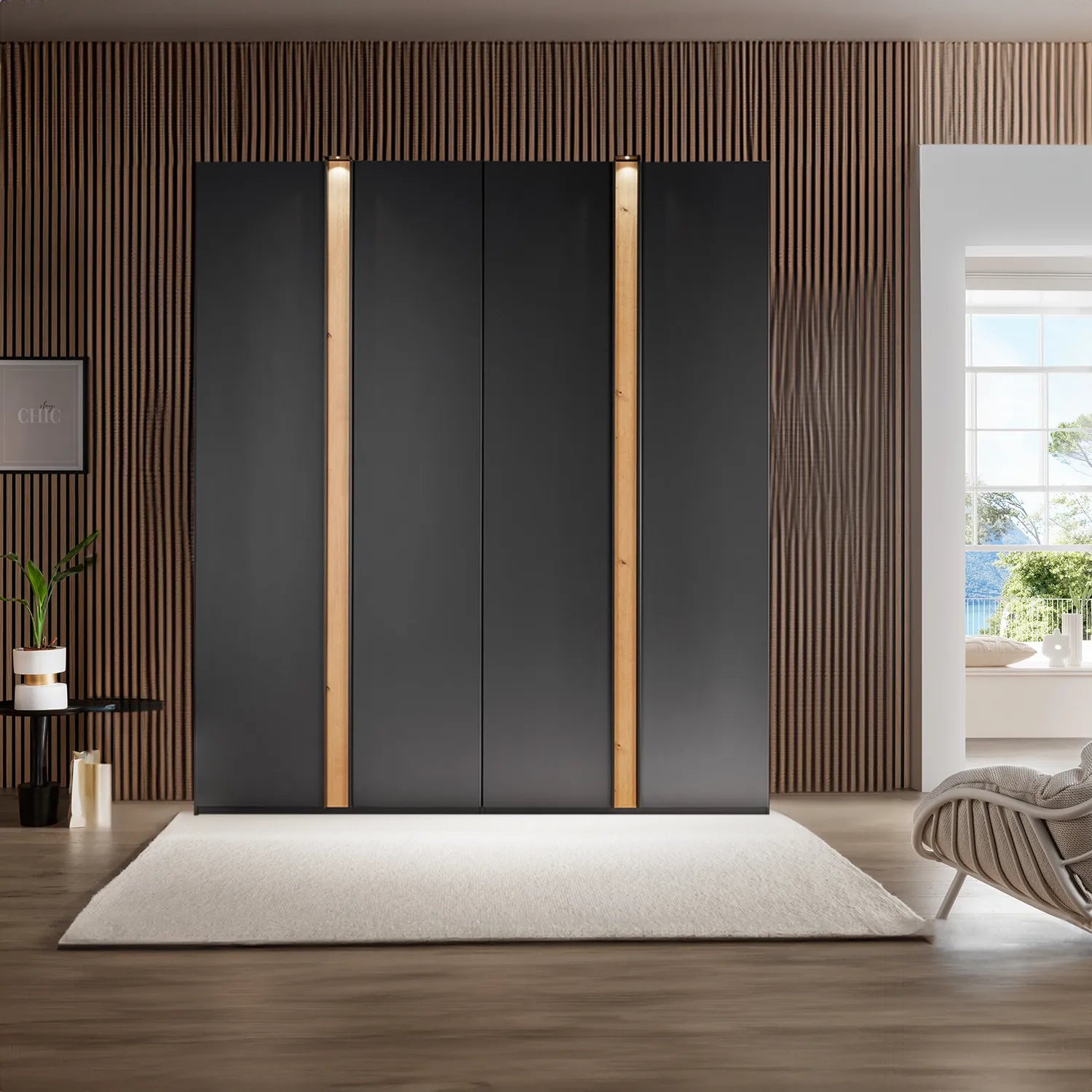 Wiemann Laguna 200cm Graphite 4 Door Wardrobe