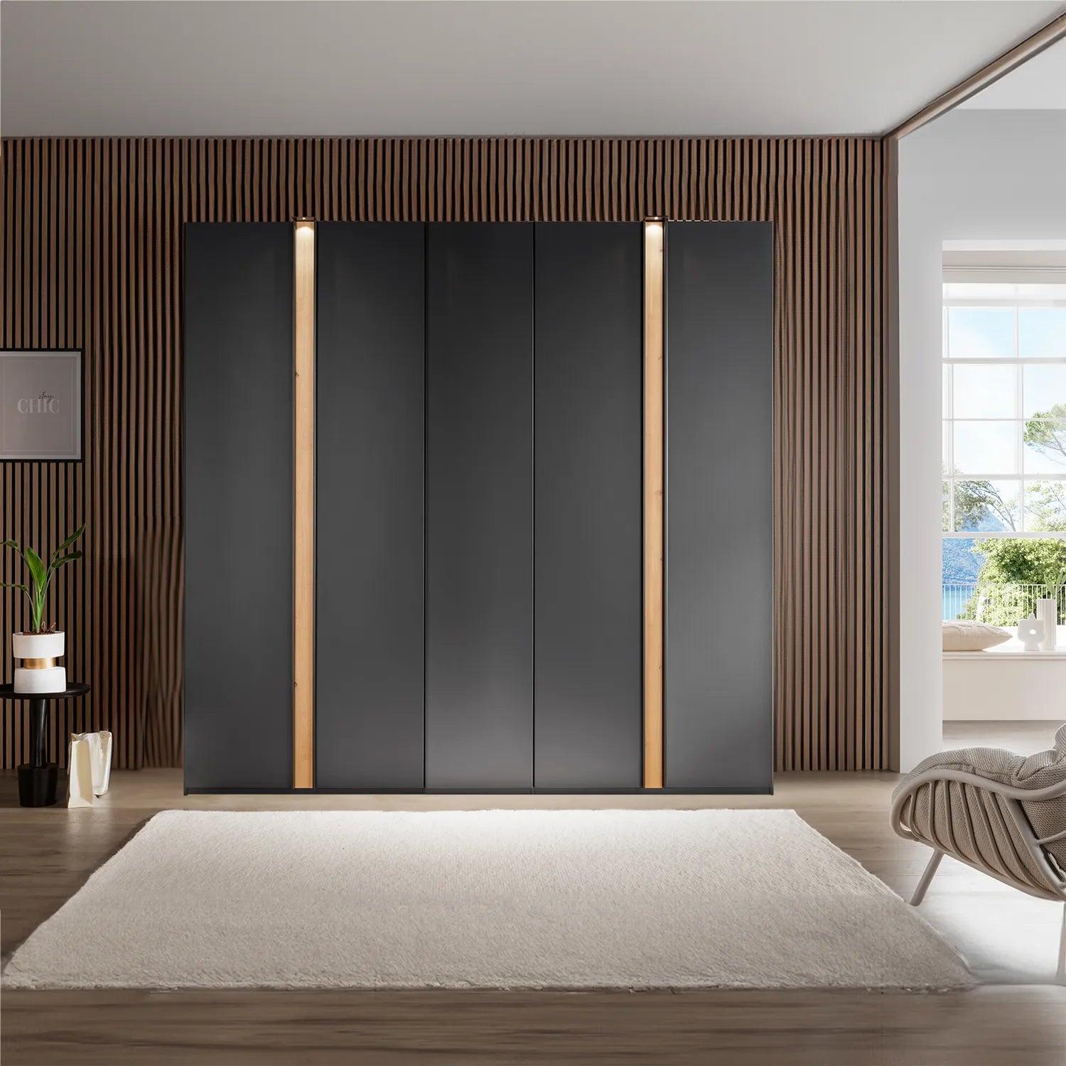 Laguna 250cm Graphite 5 Door Wardrobe