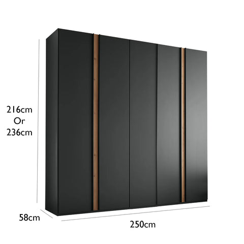 Laguna 250cm Graphite 5 Door Wardrobe - Dimensions