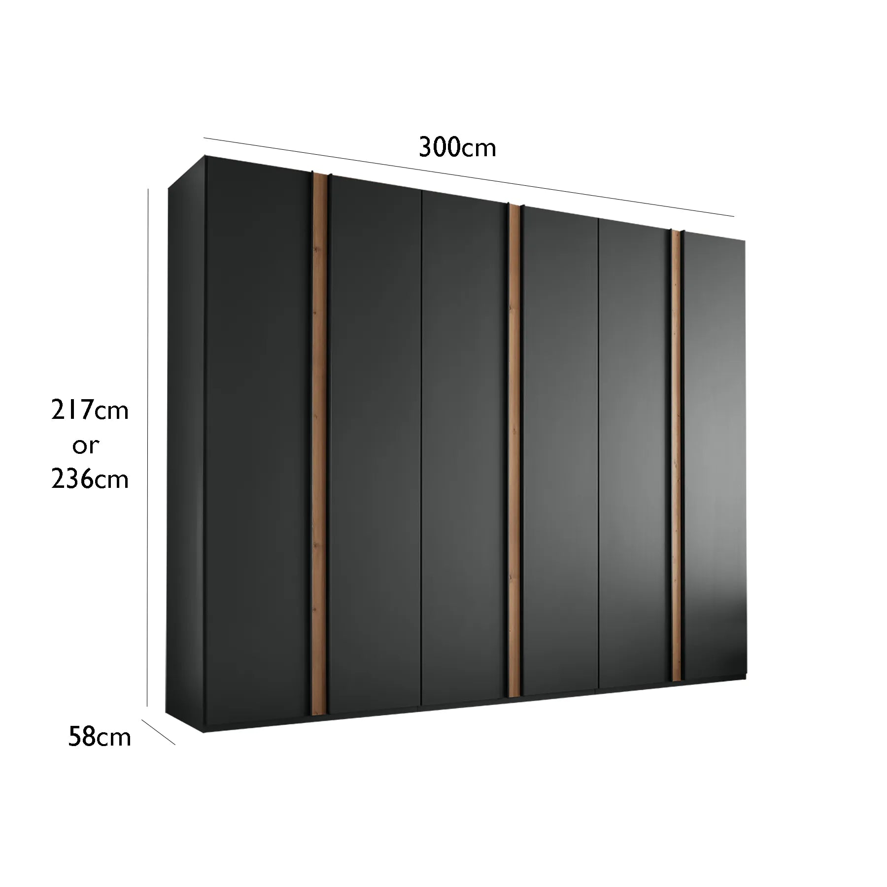 Laguna 300cm Graphite 6 Door Wardrobe