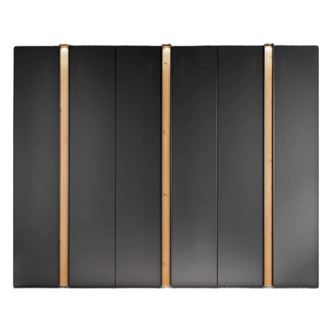 Laguna 3M Large 6 Door Wardrobe with Lights in Graphite Black Colour with Oak strips 