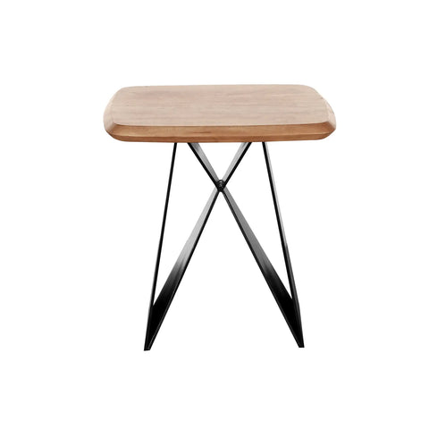 Lucio Lamp Table, Acacia Wood Top with Black Angular Base. Matching Furniture Available - Lamp Table Design Image