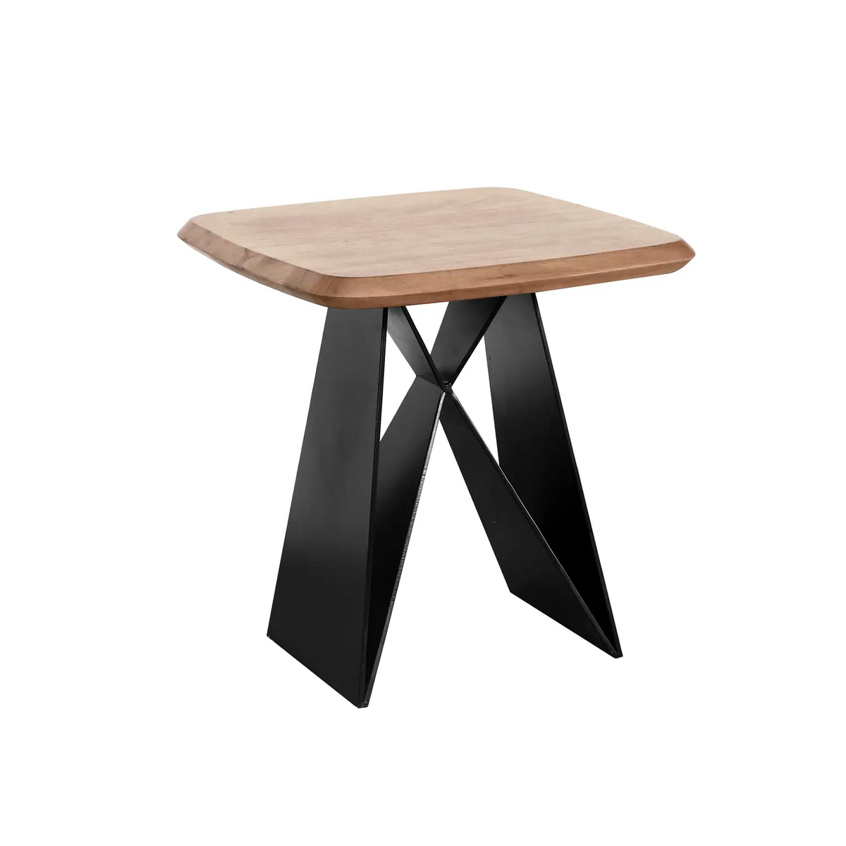 Lucio Lamp Table, Acacia Wood Top with Black Angular Base. Matching Furniture Available - Main Image 