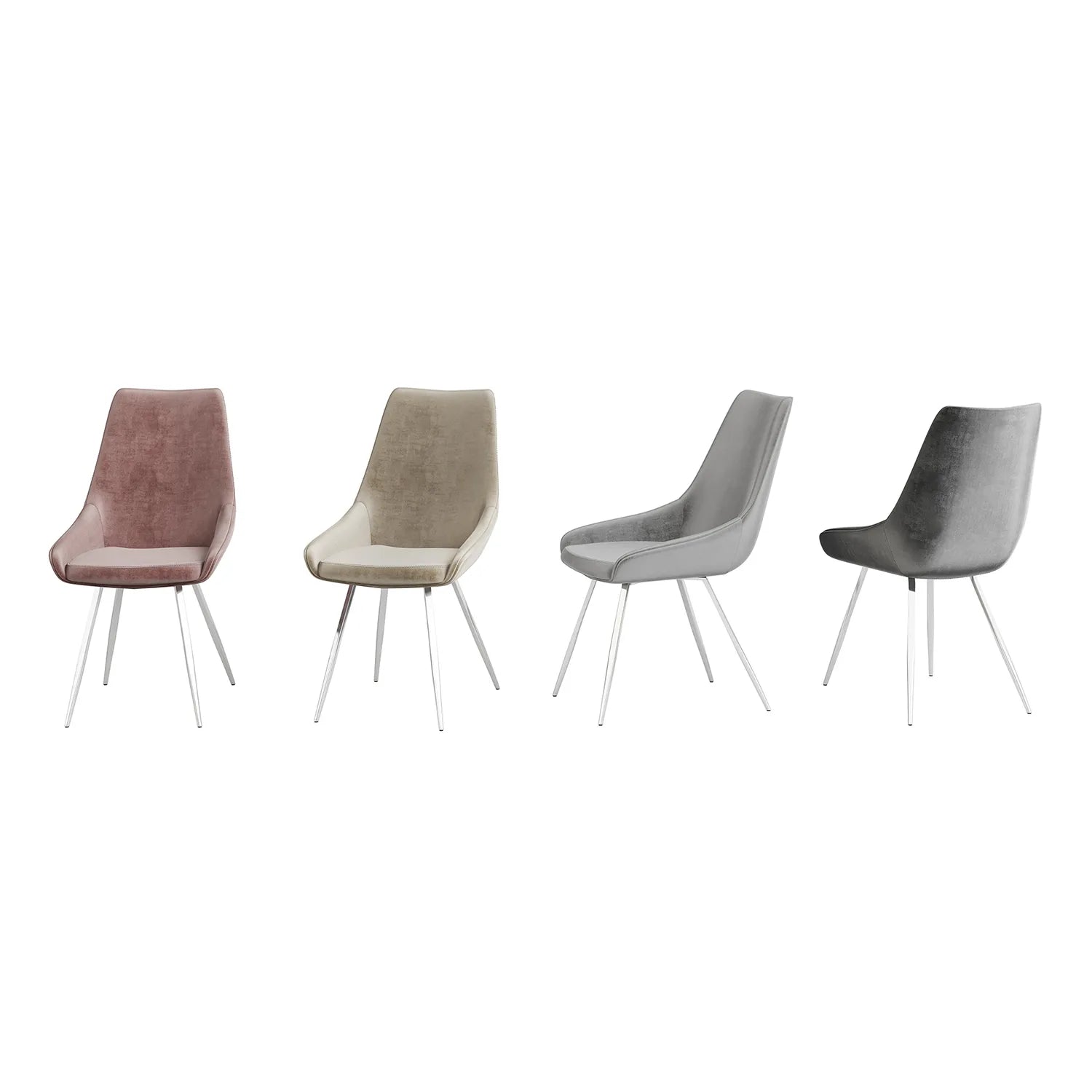 Landan velvet Fabric Dining Chairs with chrome Legs