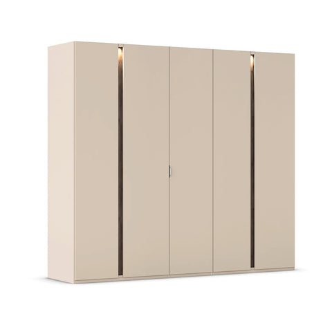 Larisa 251cm Champagne & Atlantic Oak Hinged 5 Door Wardrobe