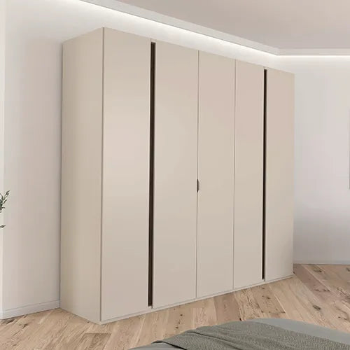 Larisa 251cm Champagne & Atlantic Oak Hinged 5 Door Wardrobe